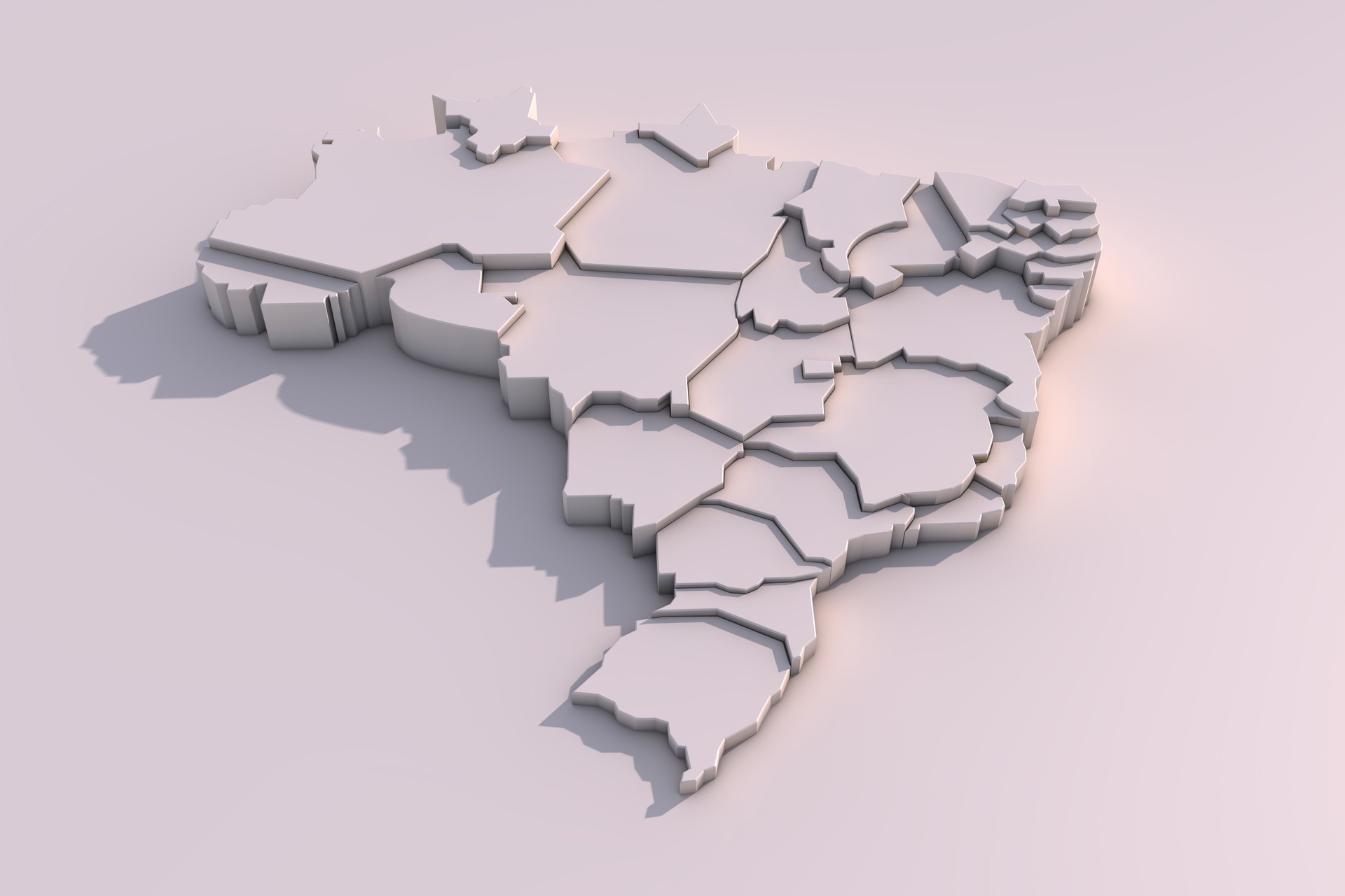 Mapa 3D do Brasil com regiões